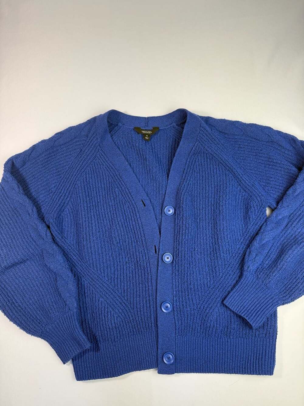 Simply Vera Wang Women's Blue Knit Button Front Cardigan Sweater Size M